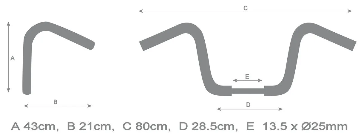 1-1/4 in (32mm) Fat Ape Hanger Handlebar 17 inch High, Black - Highway Hawk H55-280