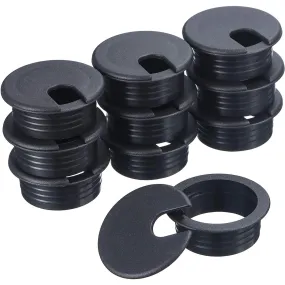 10 Packs Black Desk Cable Wire Grommet Cord, PC Computer Desk Plastic Grommet Cord, Tidy Cable Hole Cover Organizers (Black,1.5 Inch)