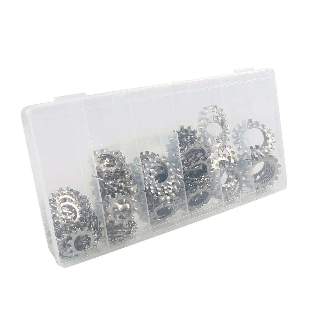 150pcs 6 Sizes 304 Stainless Steel External Tooth Star Lock