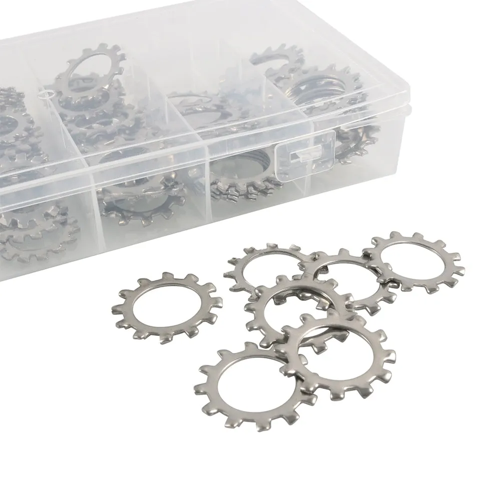 150pcs 6 Sizes 304 Stainless Steel External Tooth Star Lock