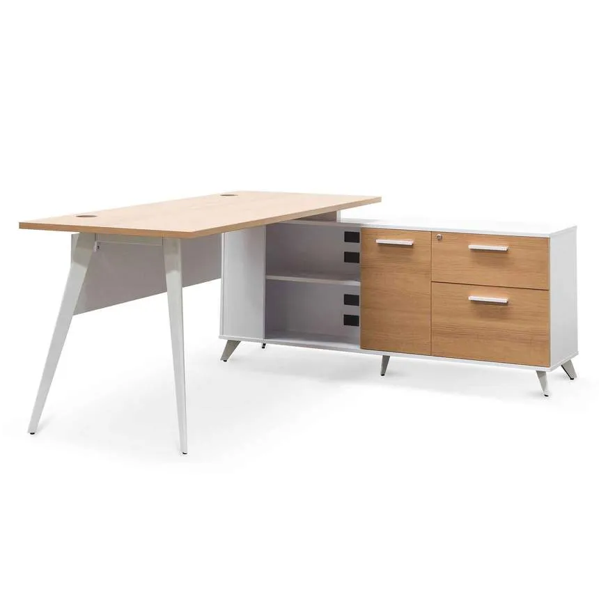 160cm Right Return Executive Office Desk - Natural