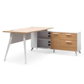 160cm Right Return Executive Office Desk - Natural