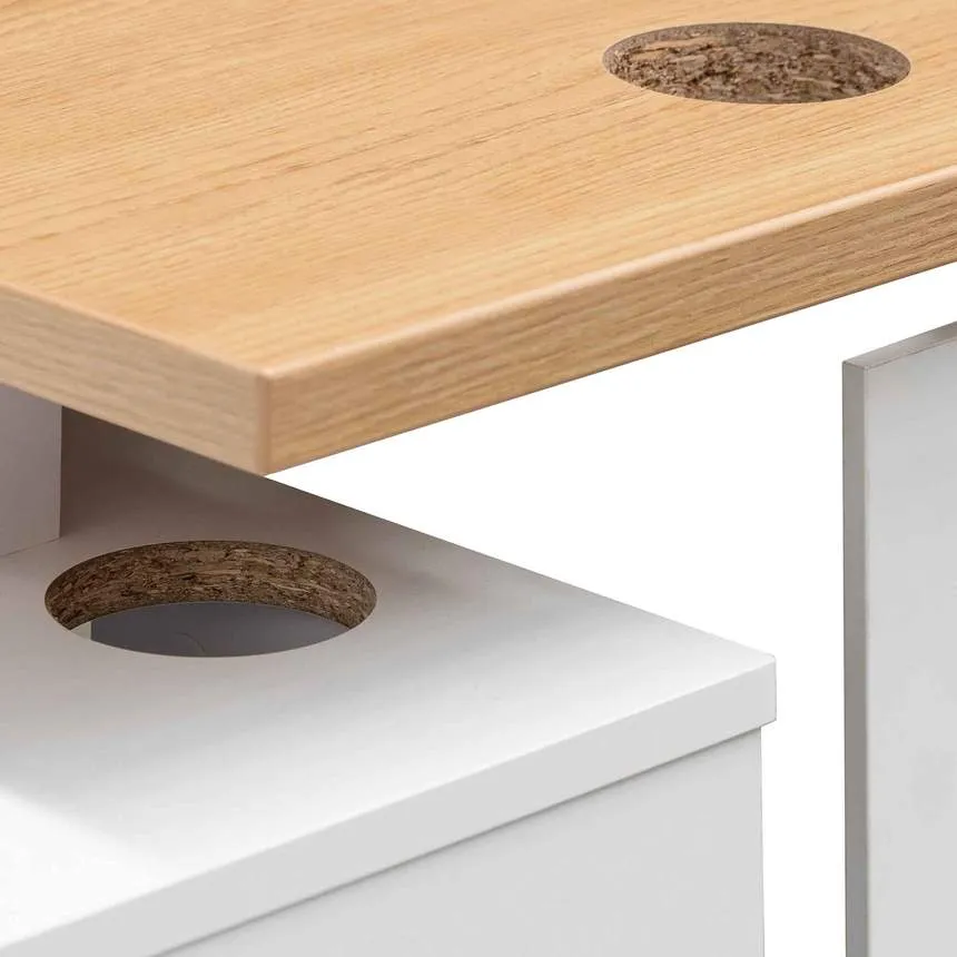 160cm Right Return Executive Office Desk - Natural