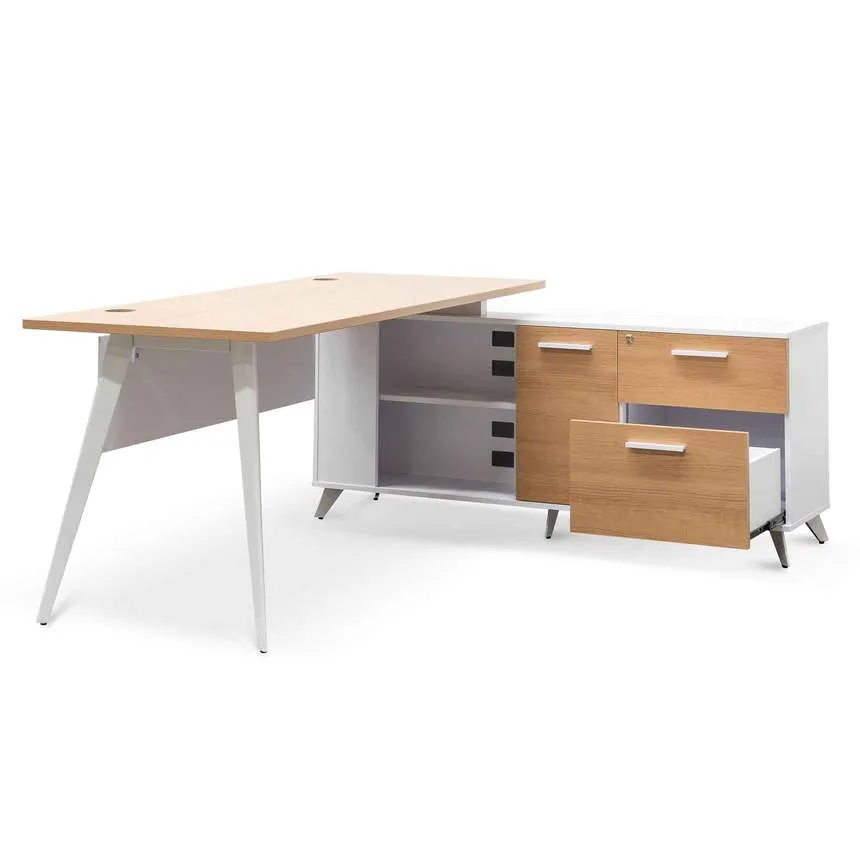 160cm Right Return Executive Office Desk - Natural