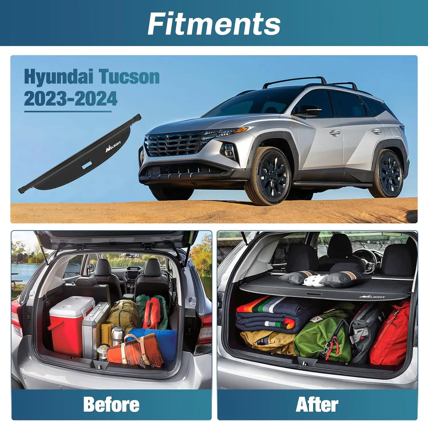 2021-2024 Hyundai Tucson Retractable Trunk Cargo Cover