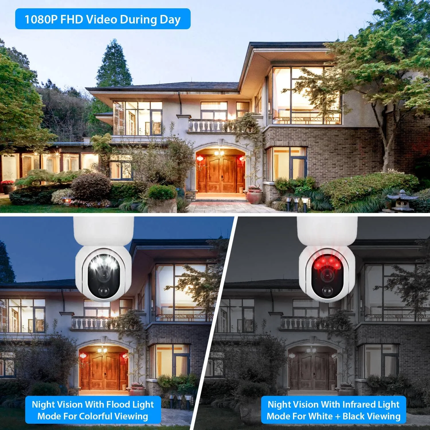 2.4G Wifi Solar Wireless 1080P Surveillance Camera with Flood Light Night Vision
