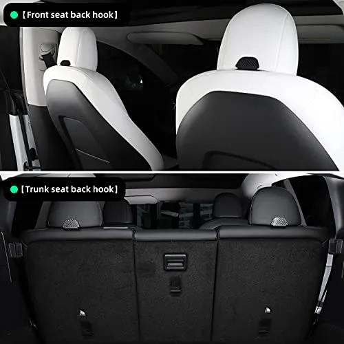 2nd Row Rear Seat Headrest Trunk Storage Hooks for Tesla Model Y (Gray Suede)