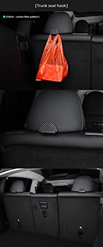 2nd Row Rear Seat Headrest Trunk Storage Hooks for Tesla Model Y (Gray Suede)