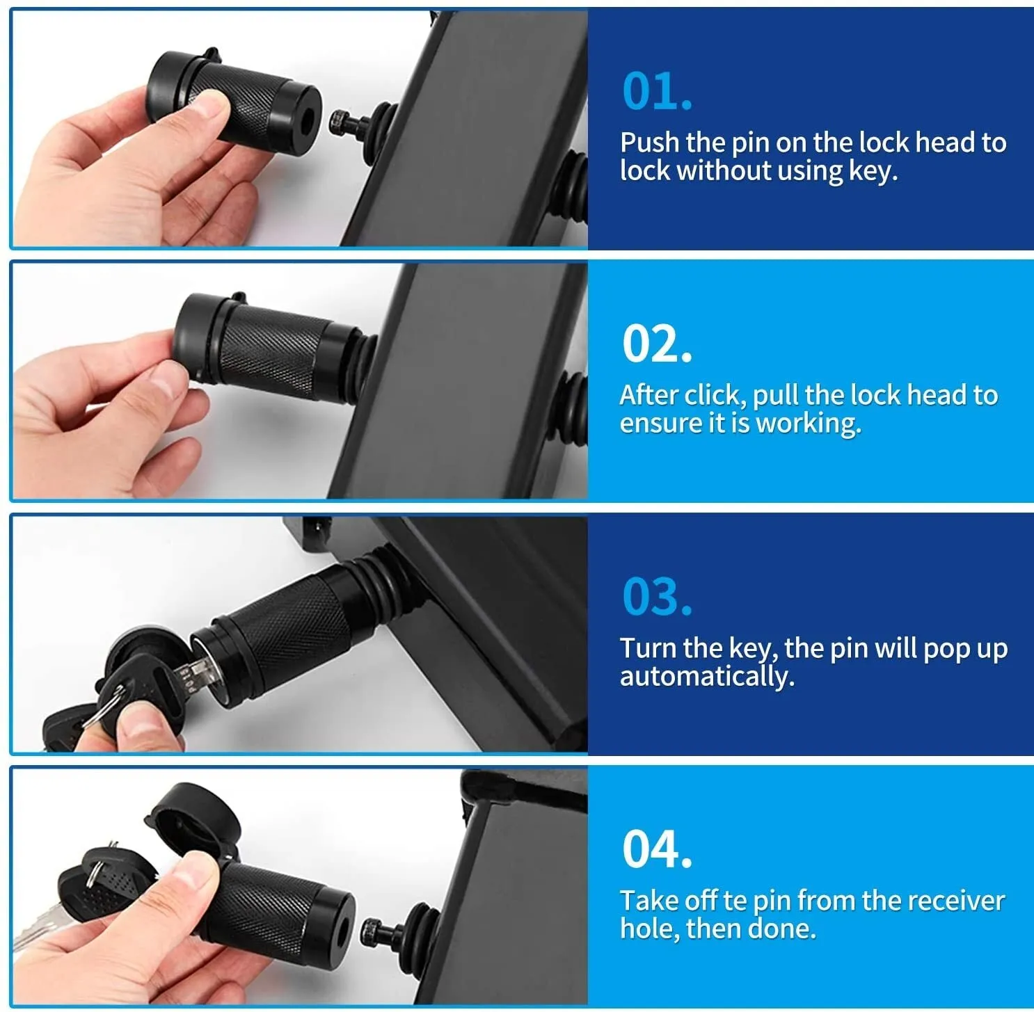 2pcs Trailer Hitch Receiver And Coupler Lock Kit Long Trailer