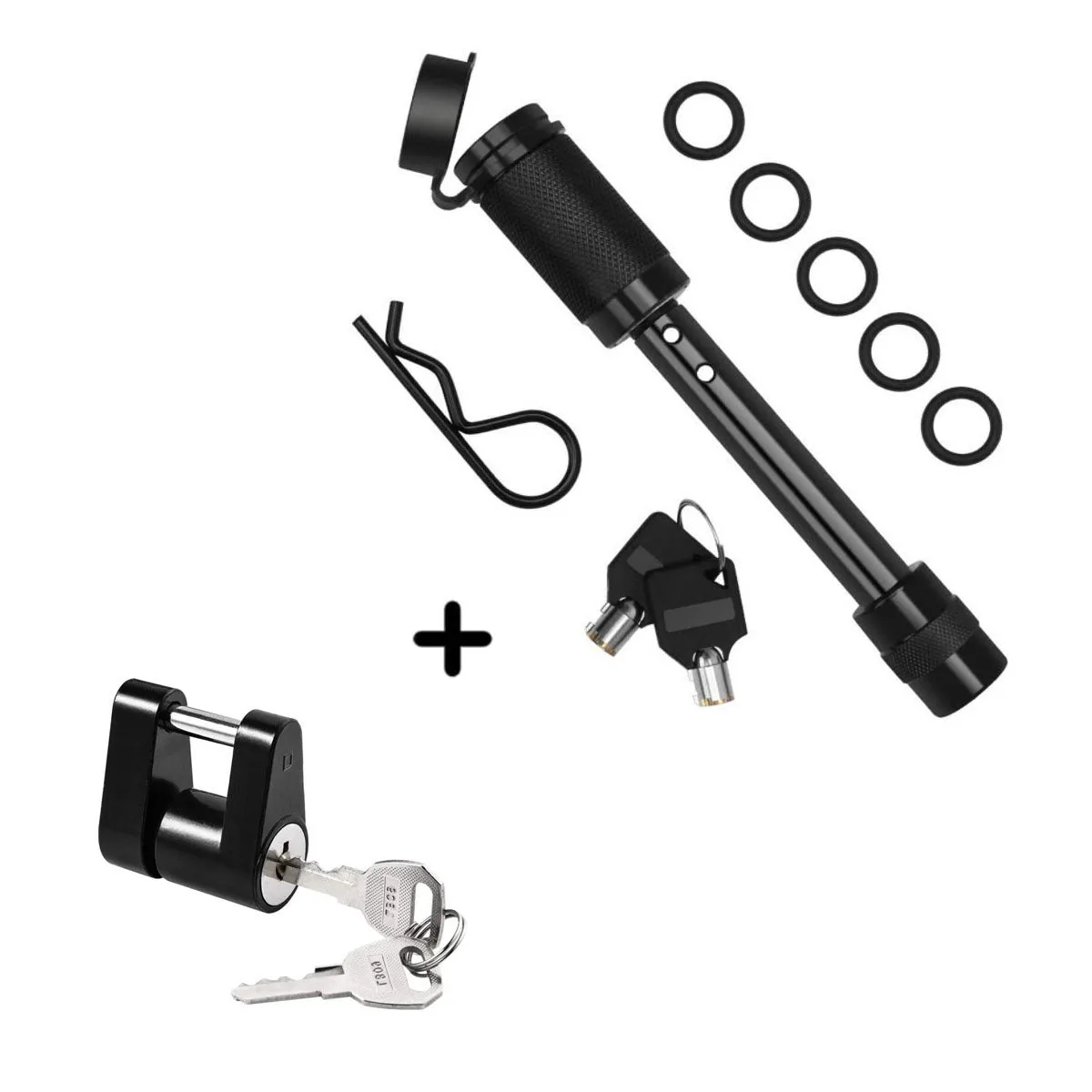2pcs Trailer Hitch Receiver And Coupler Lock Kit Long Trailer