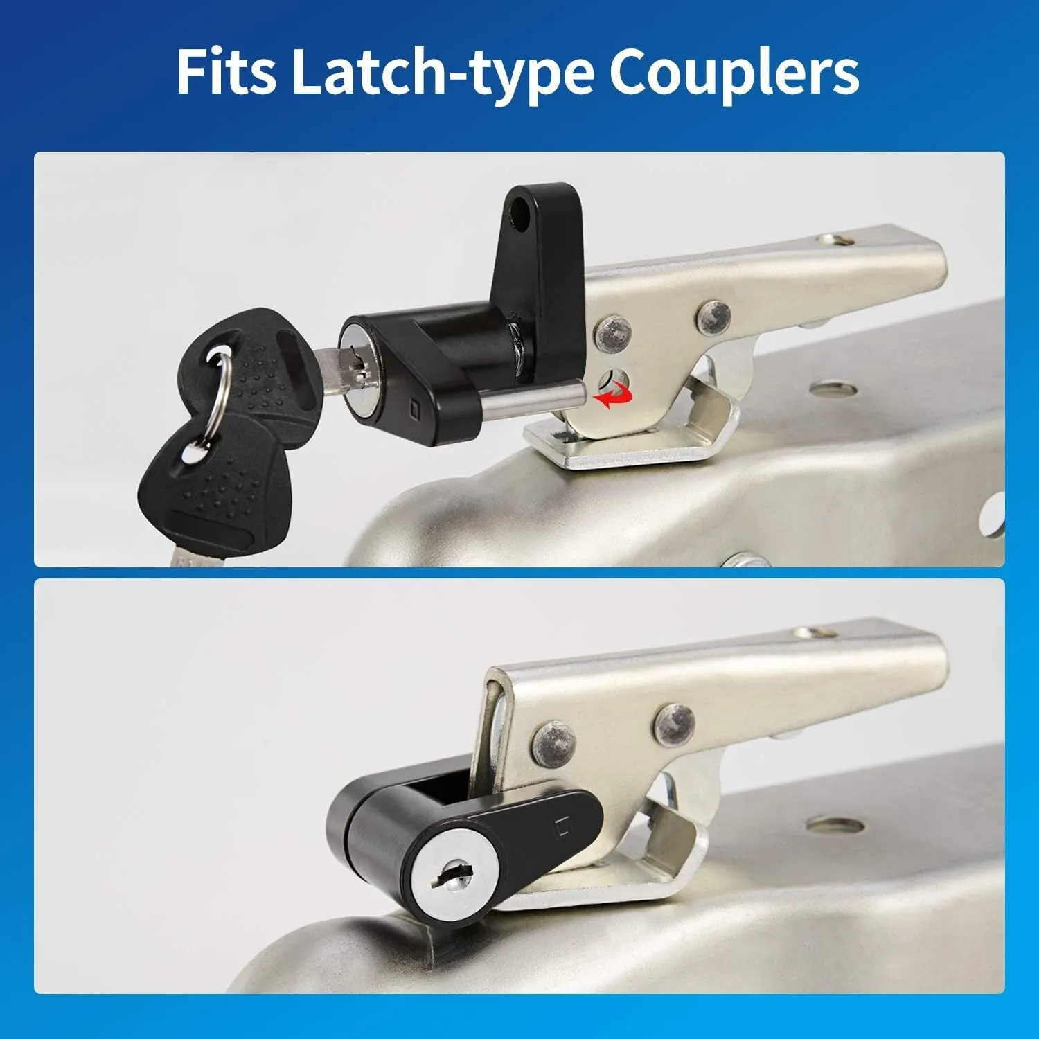 2pcs Trailer Hitch Receiver And Coupler Lock Kit Long Trailer