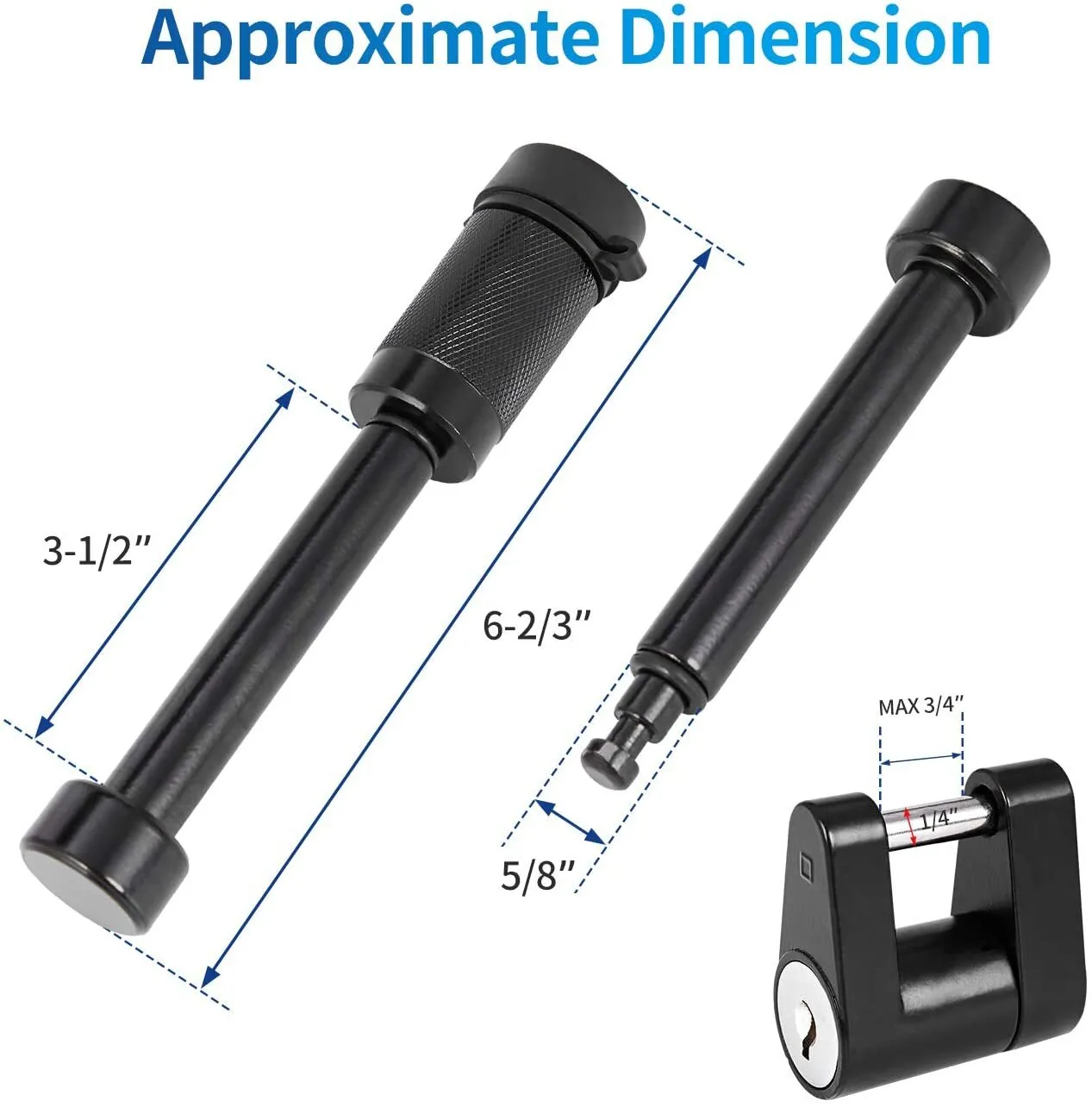 2pcs Trailer Hitch Receiver And Coupler Lock Kit Long Trailer