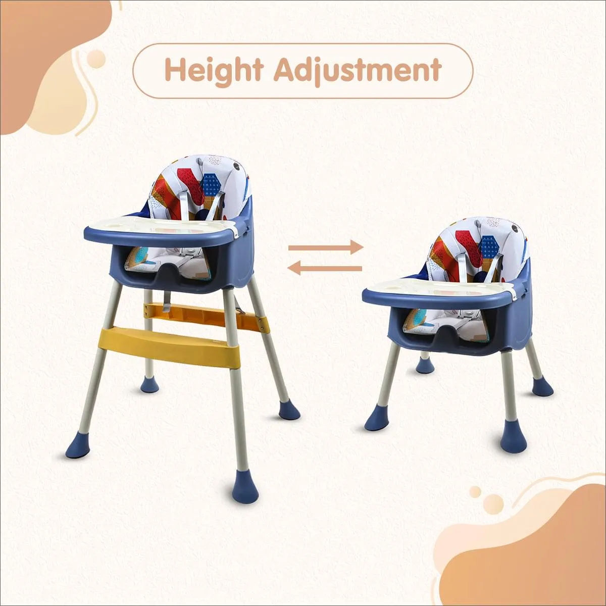 3 In 1 Adjustable Feeding Booster High Chair Abstract - Blue