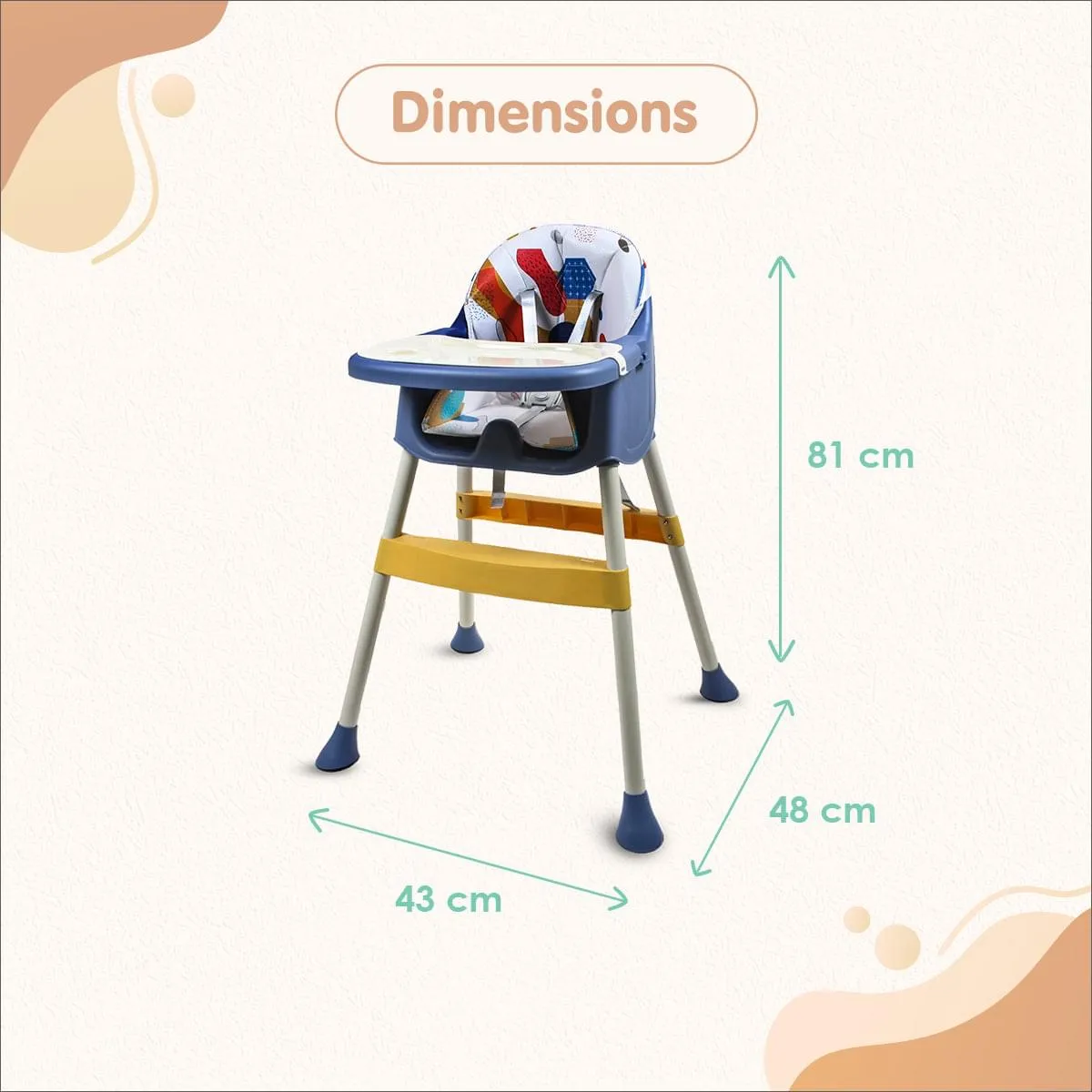 3 In 1 Adjustable Feeding Booster High Chair Abstract - Blue