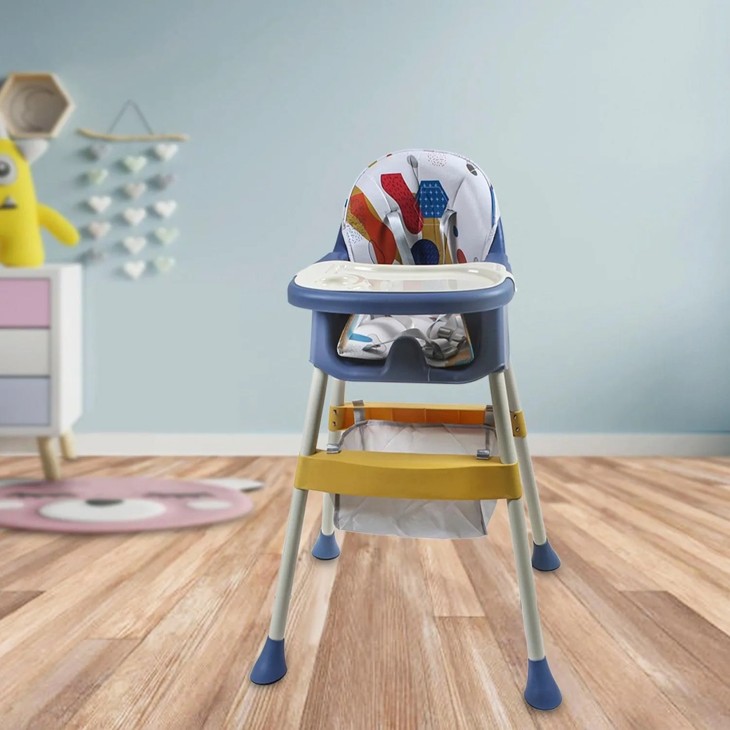 3 In 1 Adjustable Feeding Booster High Chair Abstract - Blue