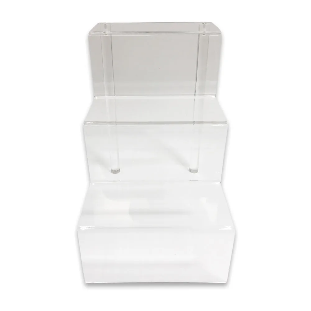 3 Tiers Clear Acrylic Glass Riser Step Display