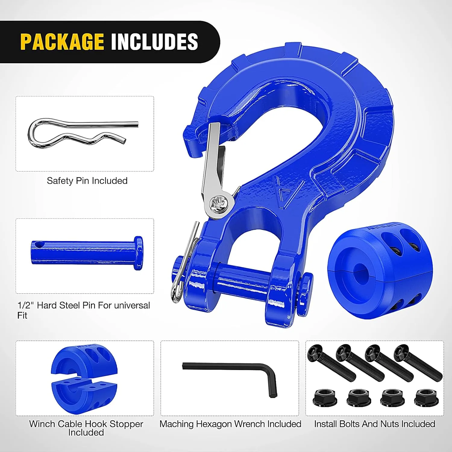 3/8 inch Grade 70 Winch Hook Blue