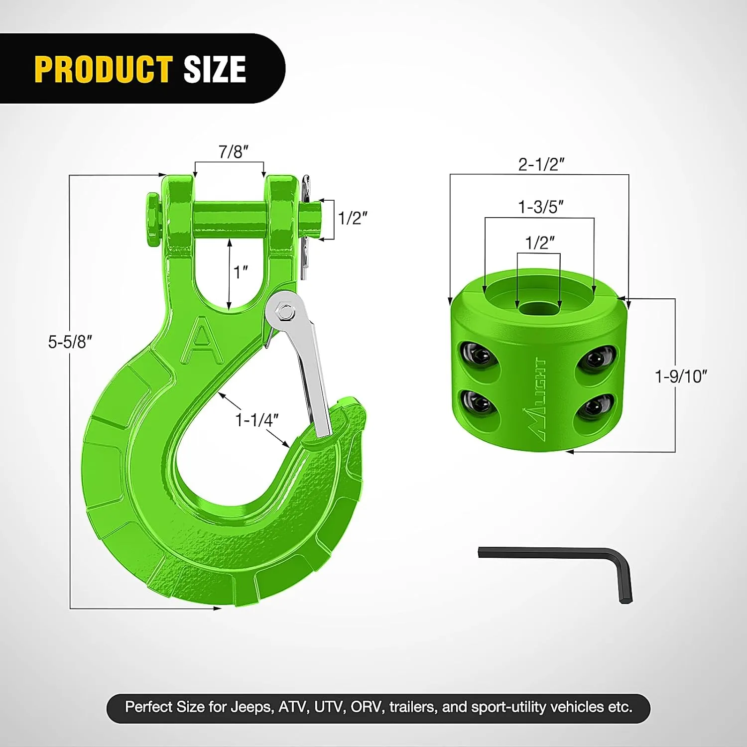 3/8 inch Grade 70 Winch Hook Green