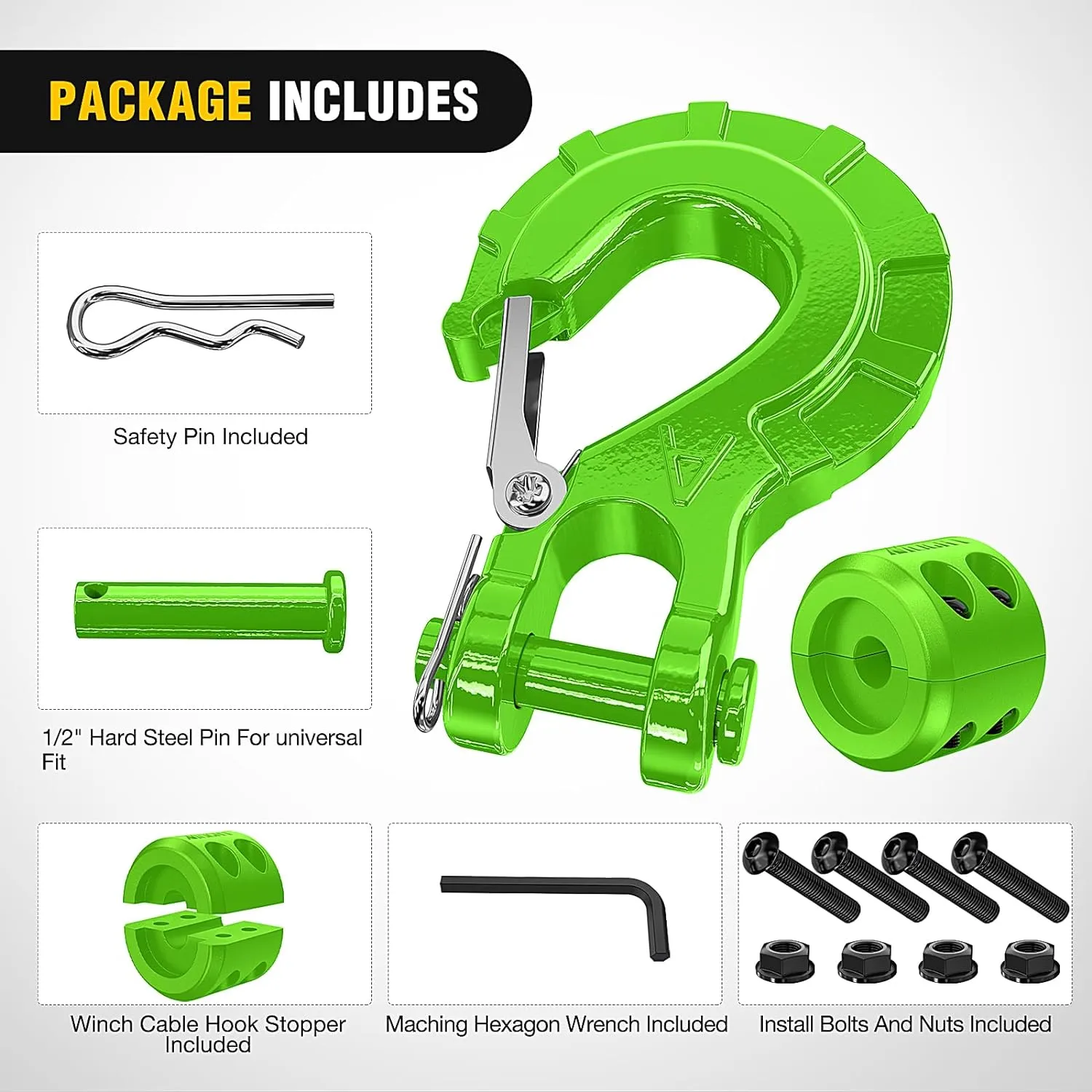 3/8 inch Grade 70 Winch Hook Green
