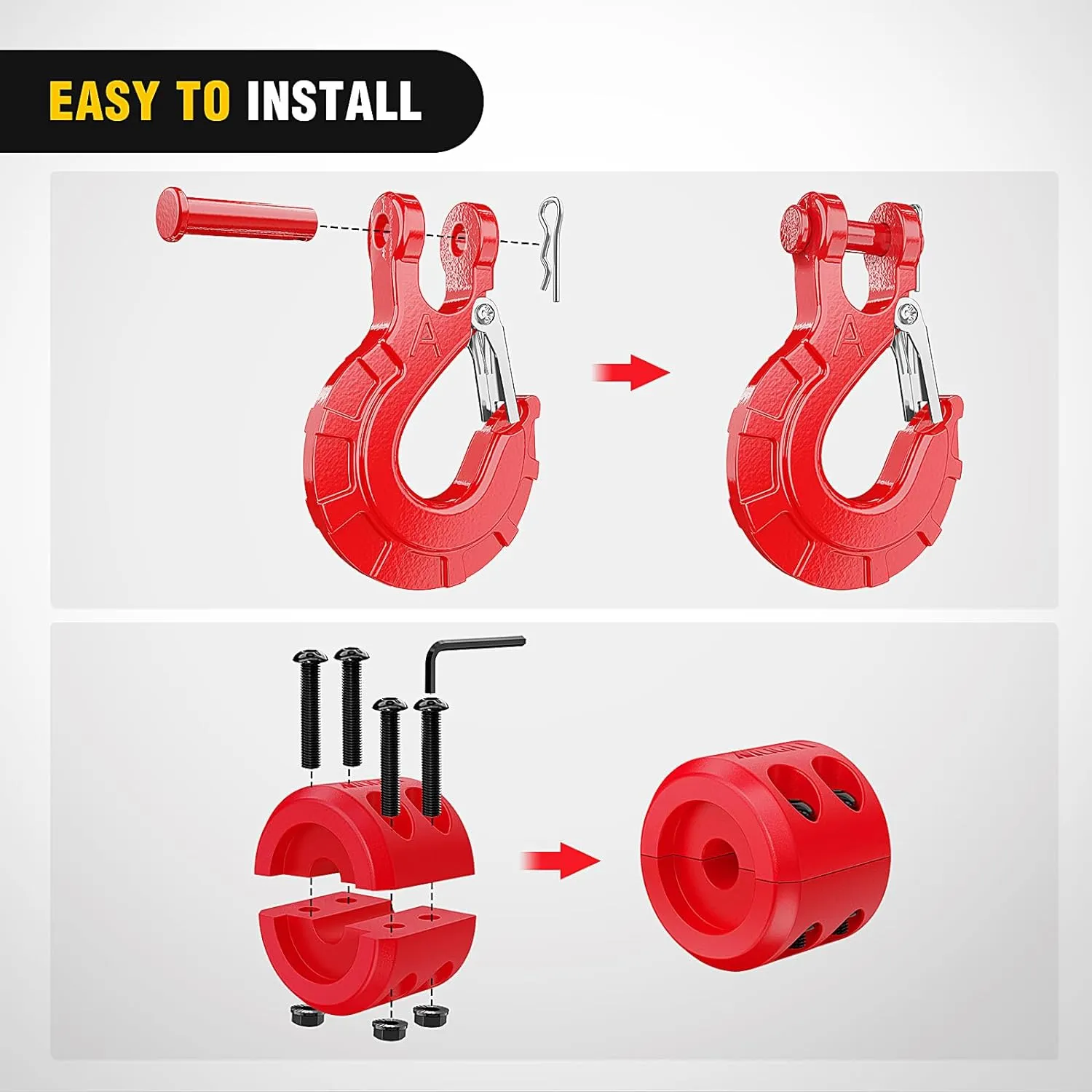 3/8 inch Grade 70 Winch Hook Red
