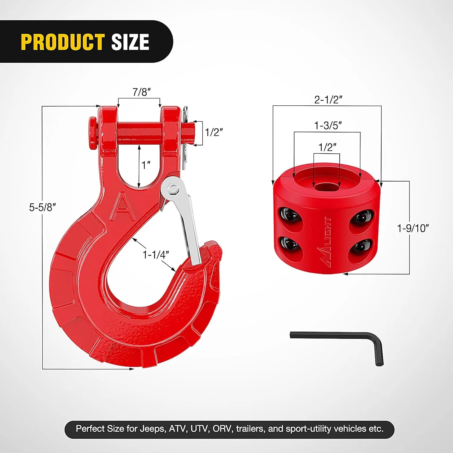 3/8 inch Grade 70 Winch Hook Red