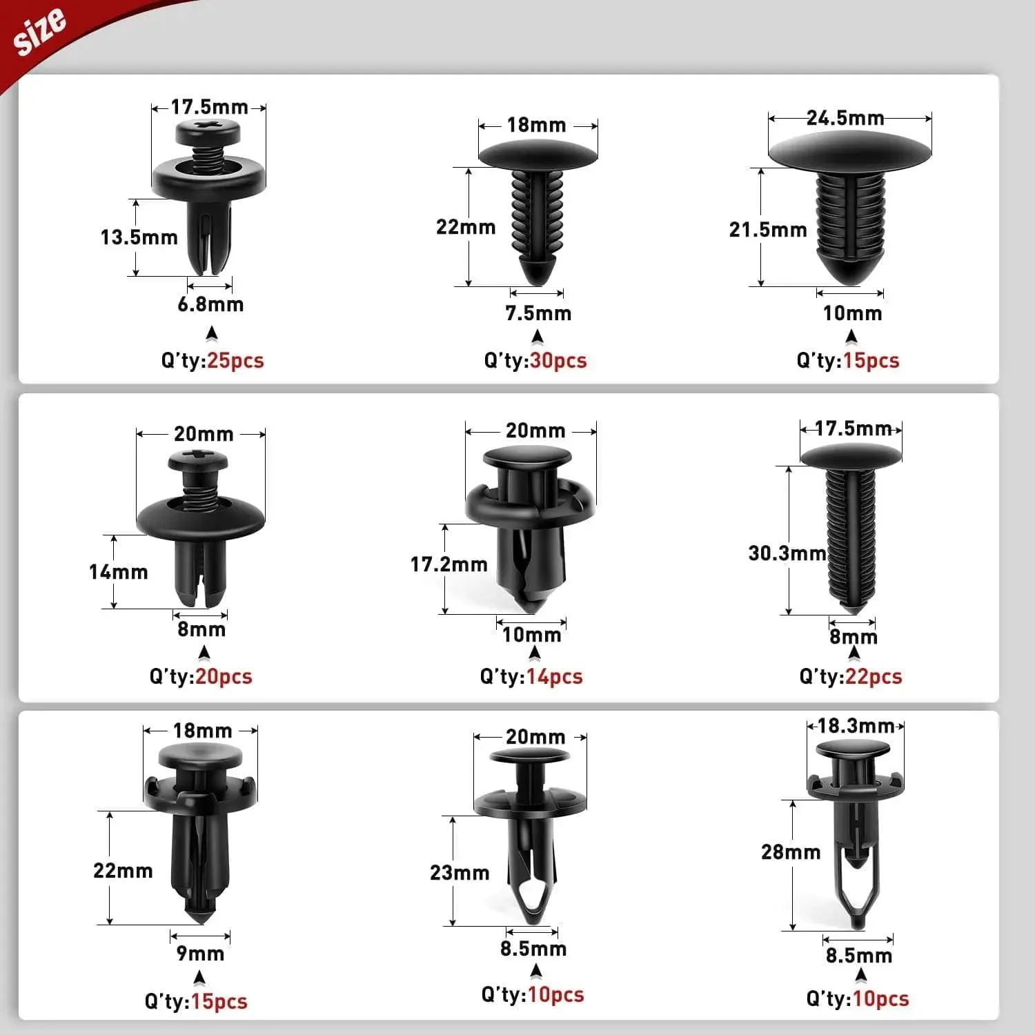 390 Pcs Bumper Retainer Clips Car Push Retainer Kit