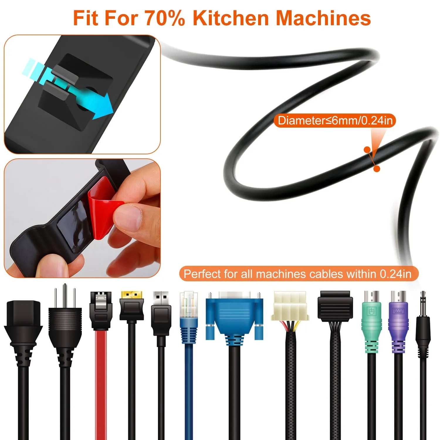 4-Piece: Cord Organizers Self-Adhesive Appliances Cord Holder