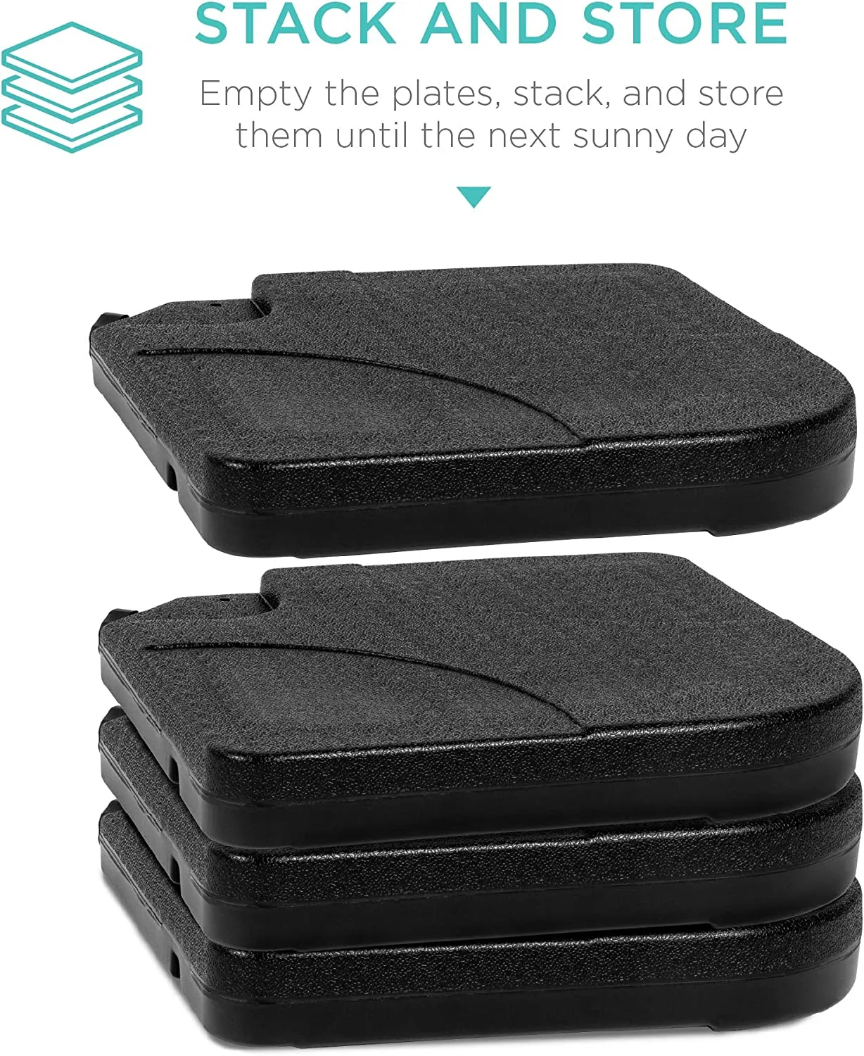 4-Piece Heavy-Duty Cantilever Offset Patio Umbrella Stand Square Base Plate Set w/Easy-Fill Spouts for Water or Sand