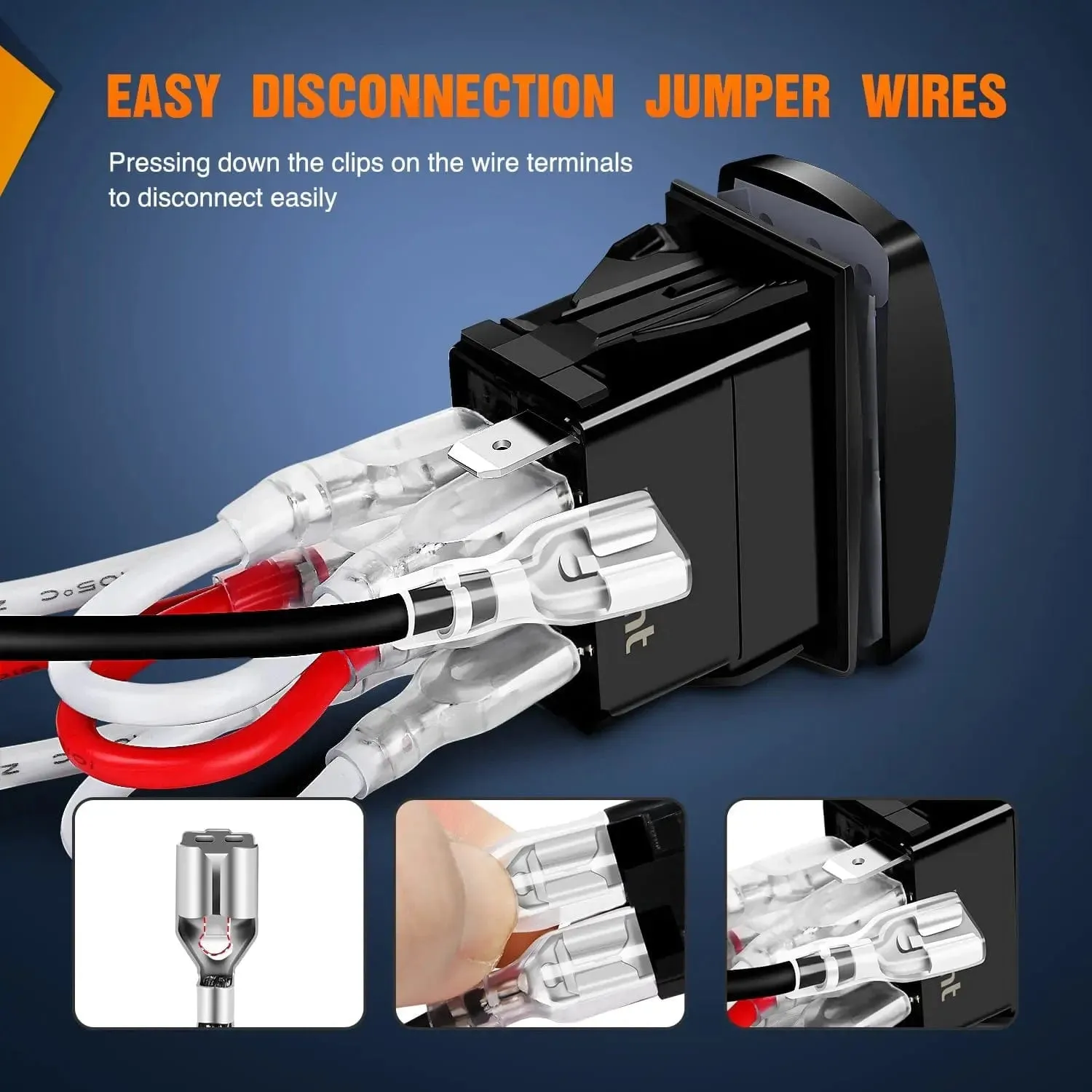 4Pin Laser On/Off Turn Signal Rocker Switch Blue
