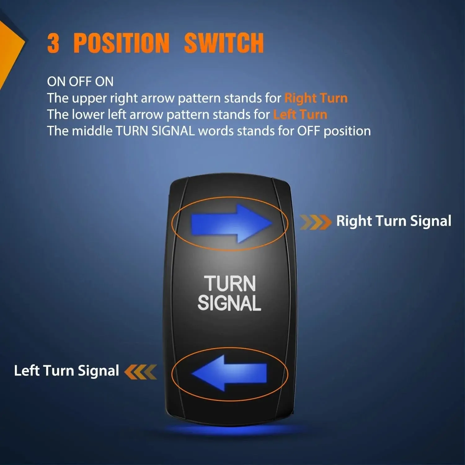 4Pin Laser On/Off Turn Signal Rocker Switch Blue