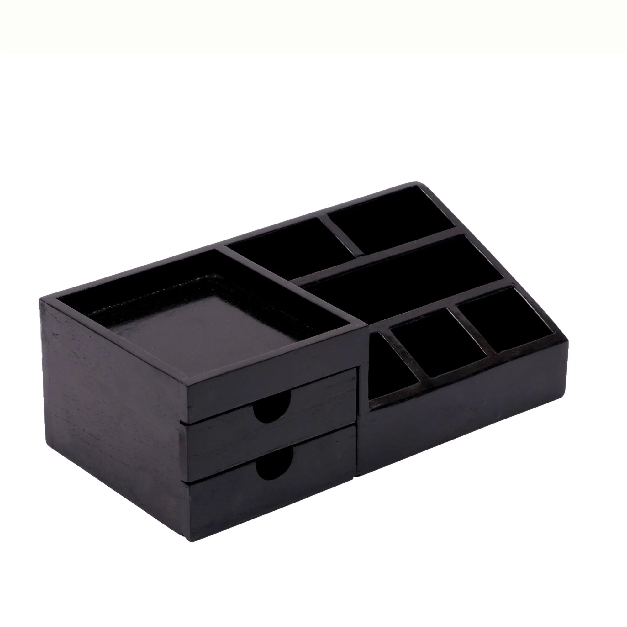 7-compartment Wood Desk Organizer (Dark Tone)
