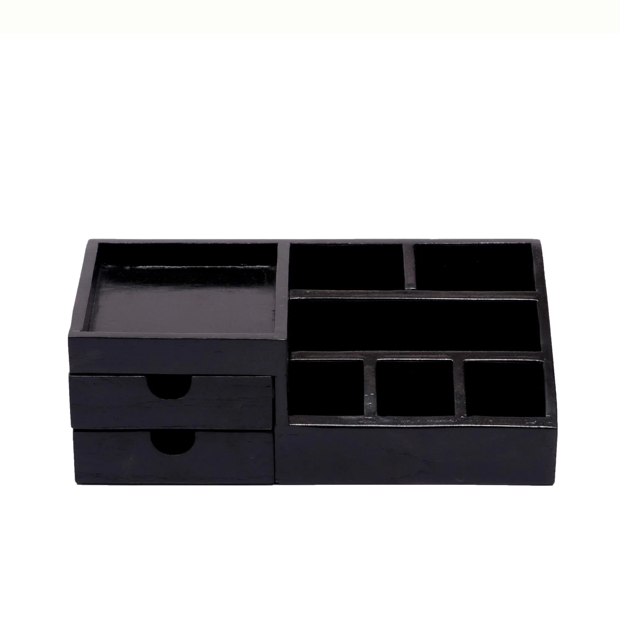 7-compartment Wood Desk Organizer (Dark Tone)