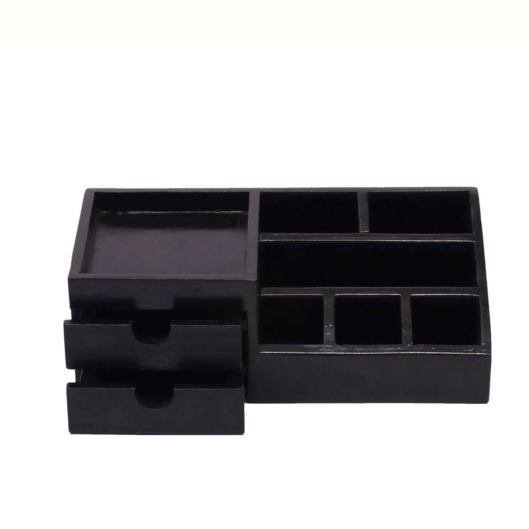7-compartment Wood Desk Organizer (Dark Tone)