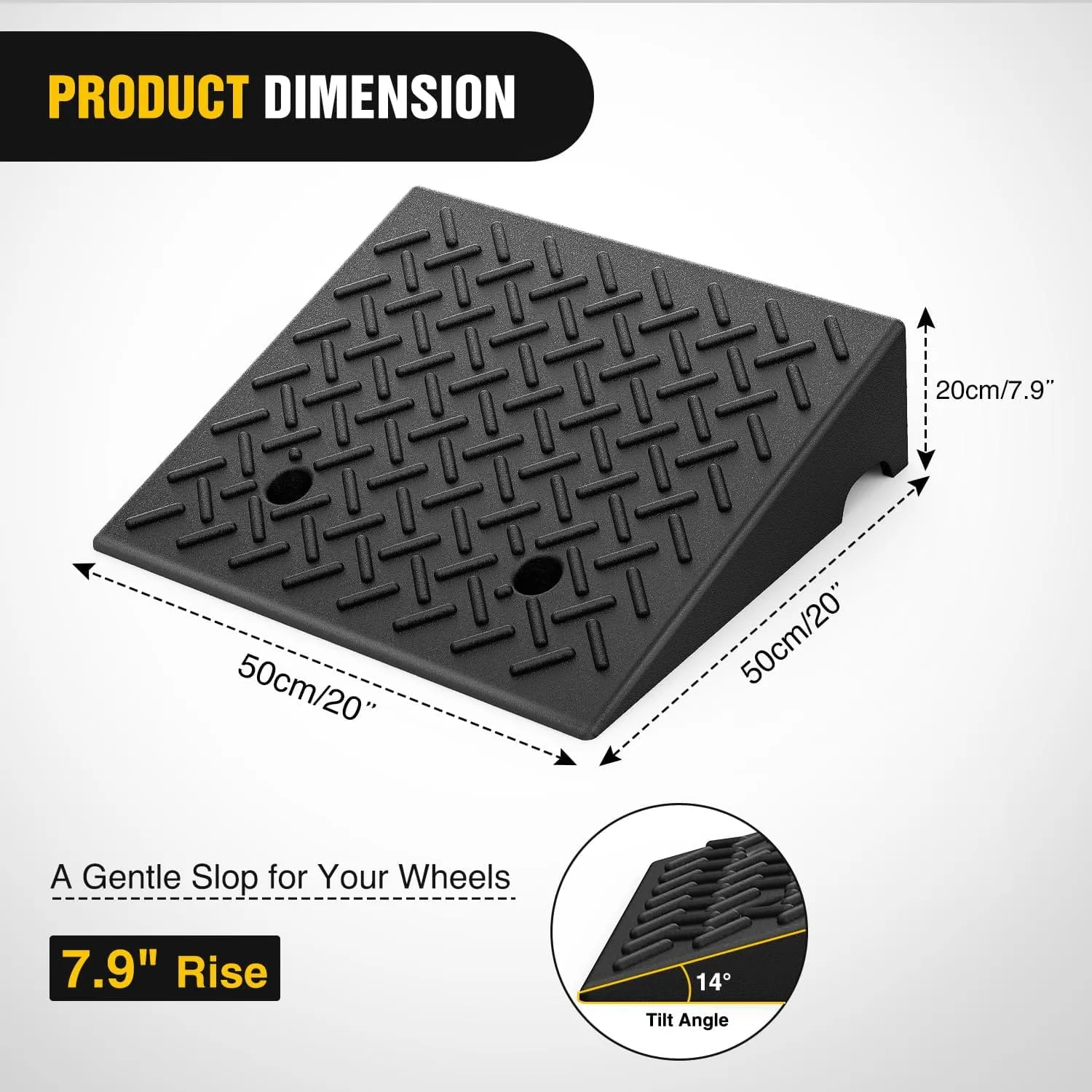 7.9 Inch 7000lbs Load Capacity Rise Height Heavy Duty Rubber Curb Ramp (Pair)