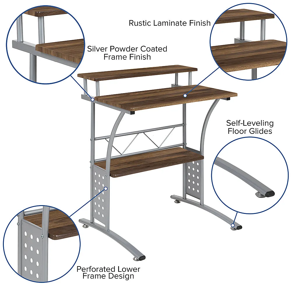 Alamont Home - Clifton Rectangle Contemporary Laminate  Home Office Desk - Rustic Walnut