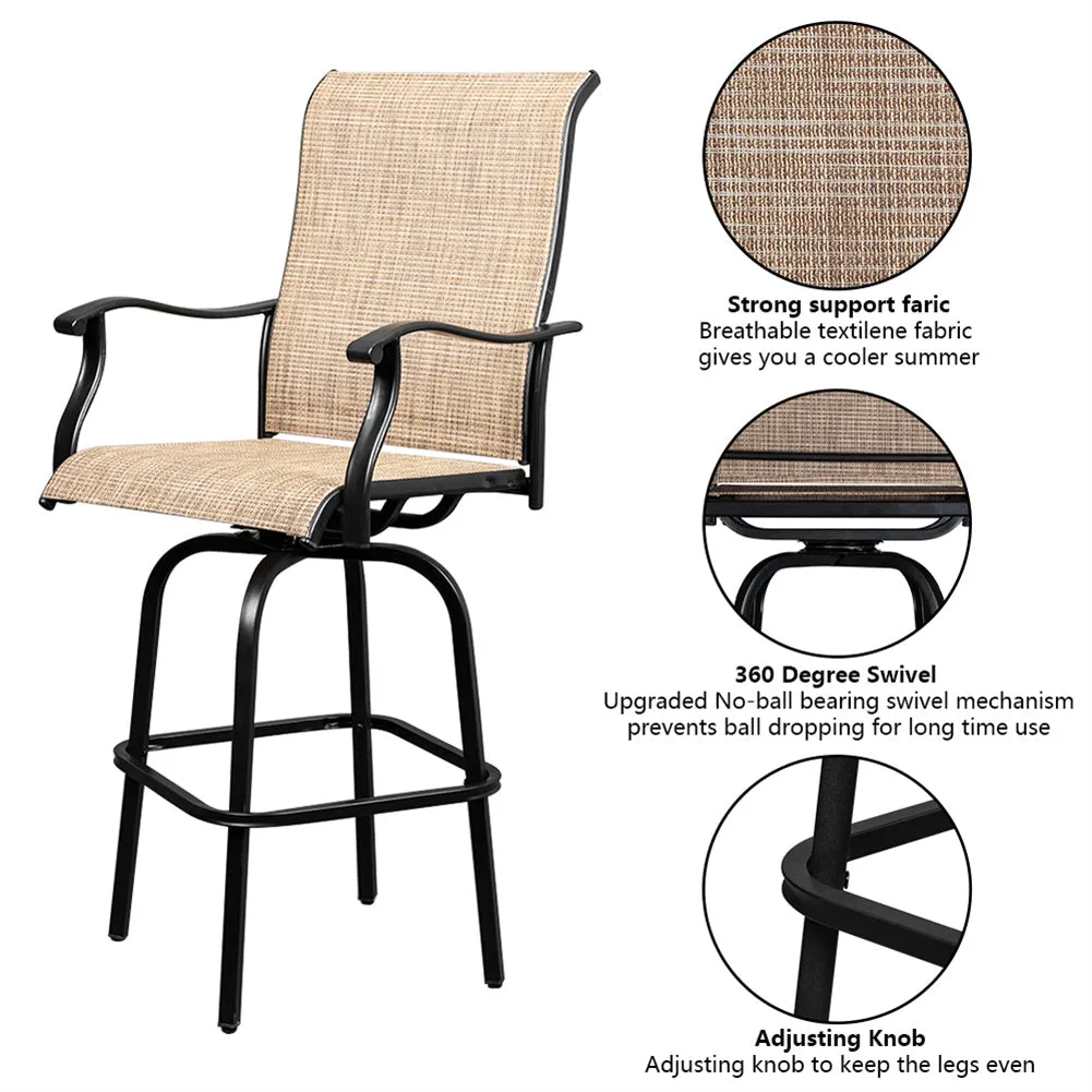 ALICIAN 2PCS Swivel Bar Chair Adjustable Long Service Life Patio Swivel Bar Stool