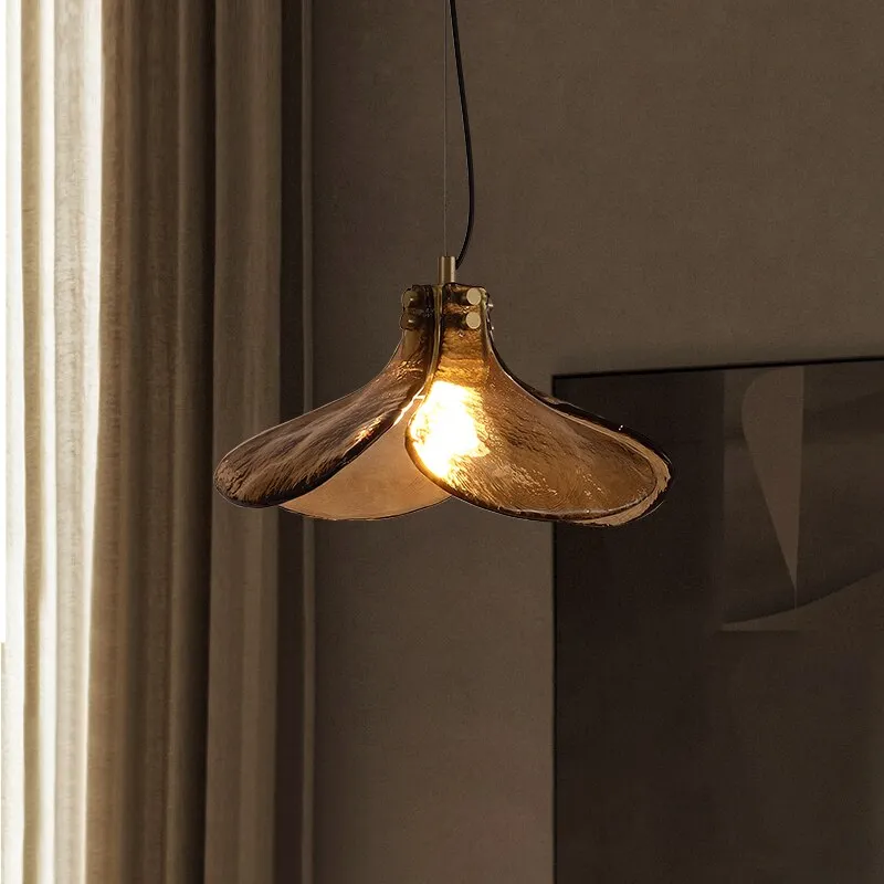 All copper retro nostalgic bedroom pendant light personality dining room bar desk lamp Designer tawny glass pendant lamp