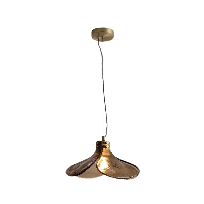 All copper retro nostalgic bedroom pendant light personality dining room bar desk lamp Designer tawny glass pendant lamp