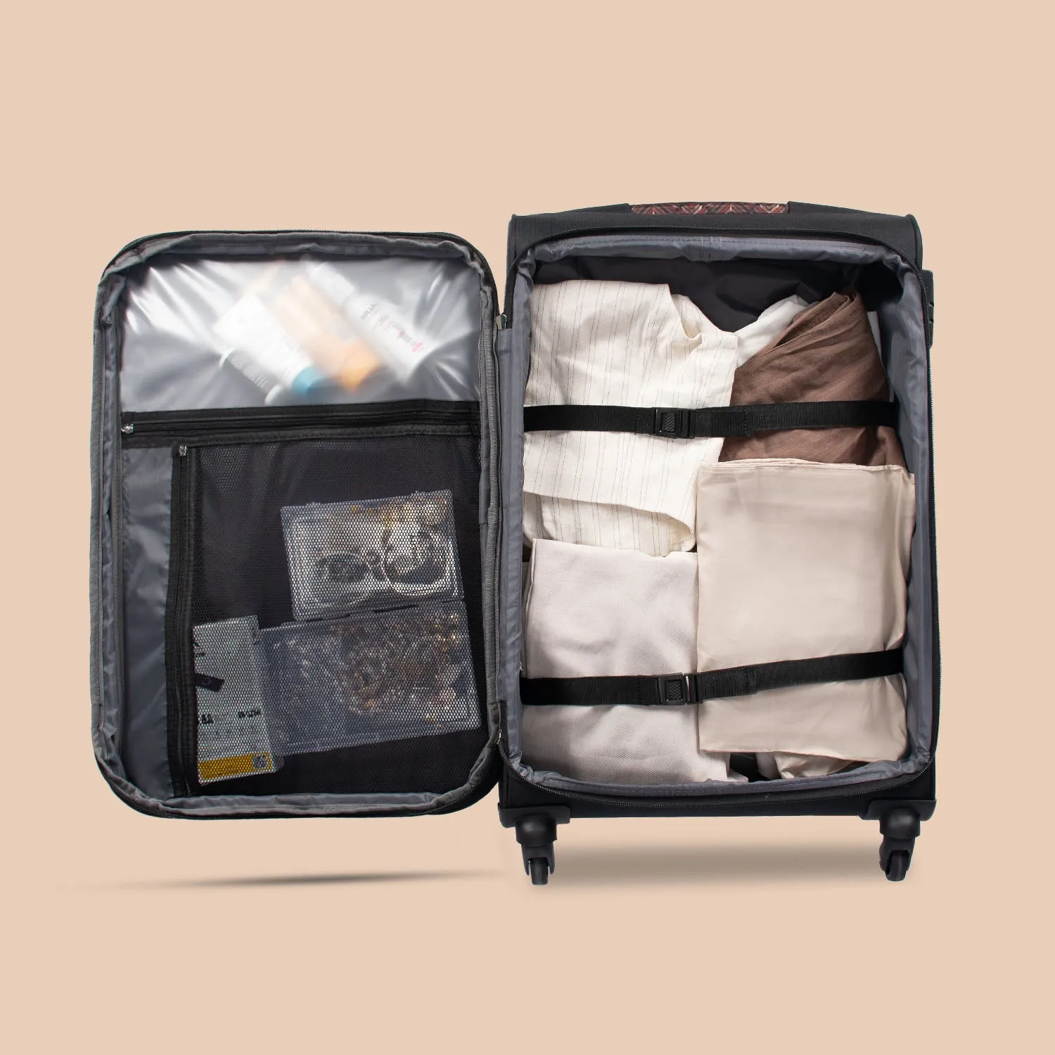 Amritsar Phulkari Avasa Trolley Bag (Black)