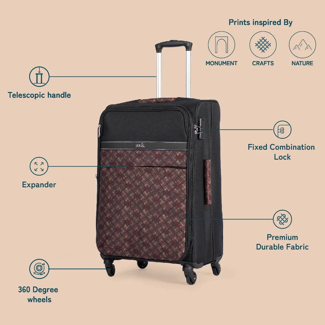 Amritsar Phulkari Avasa Trolley Bag (Black)