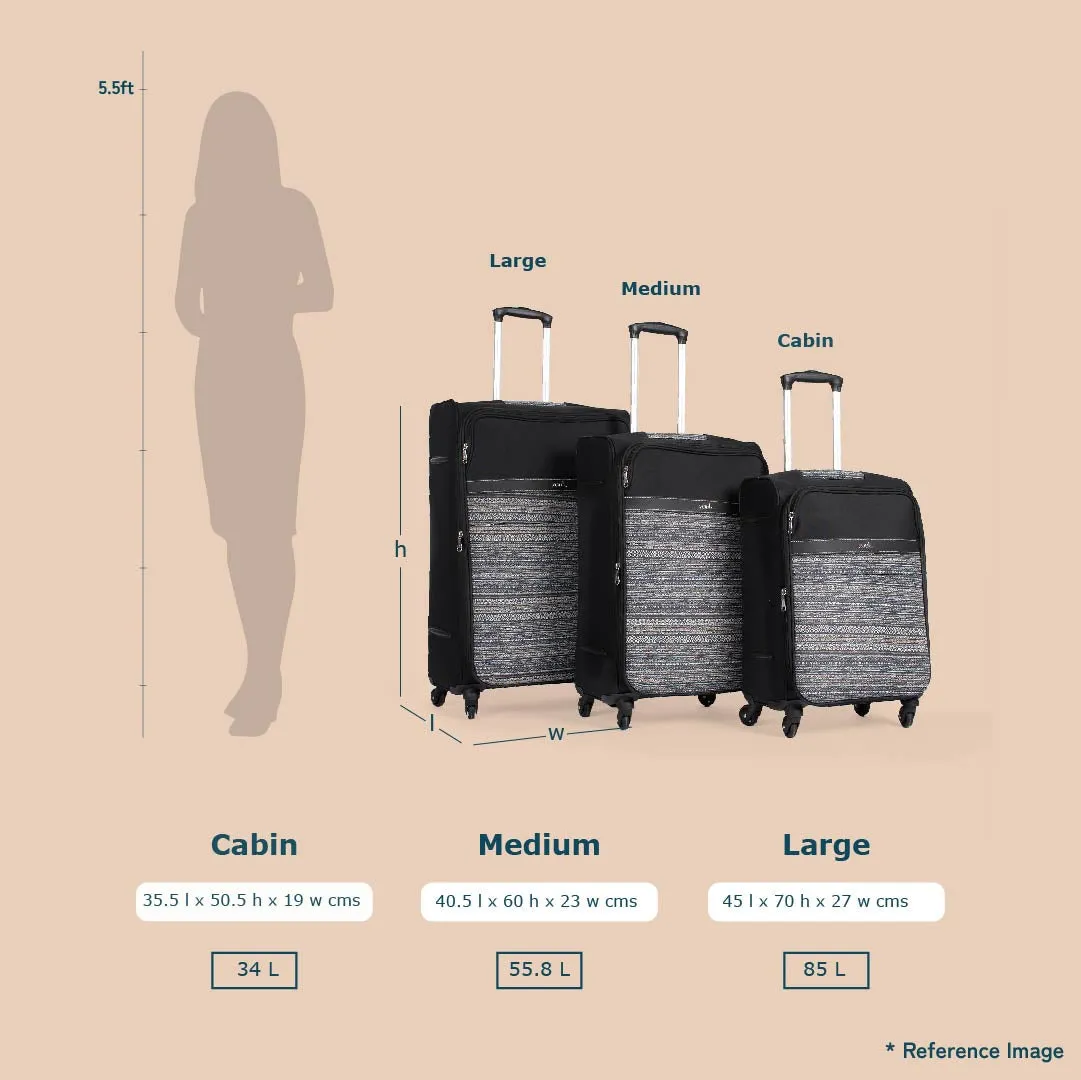 Amritsar Phulkari Avasa Trolley Bag (Black)