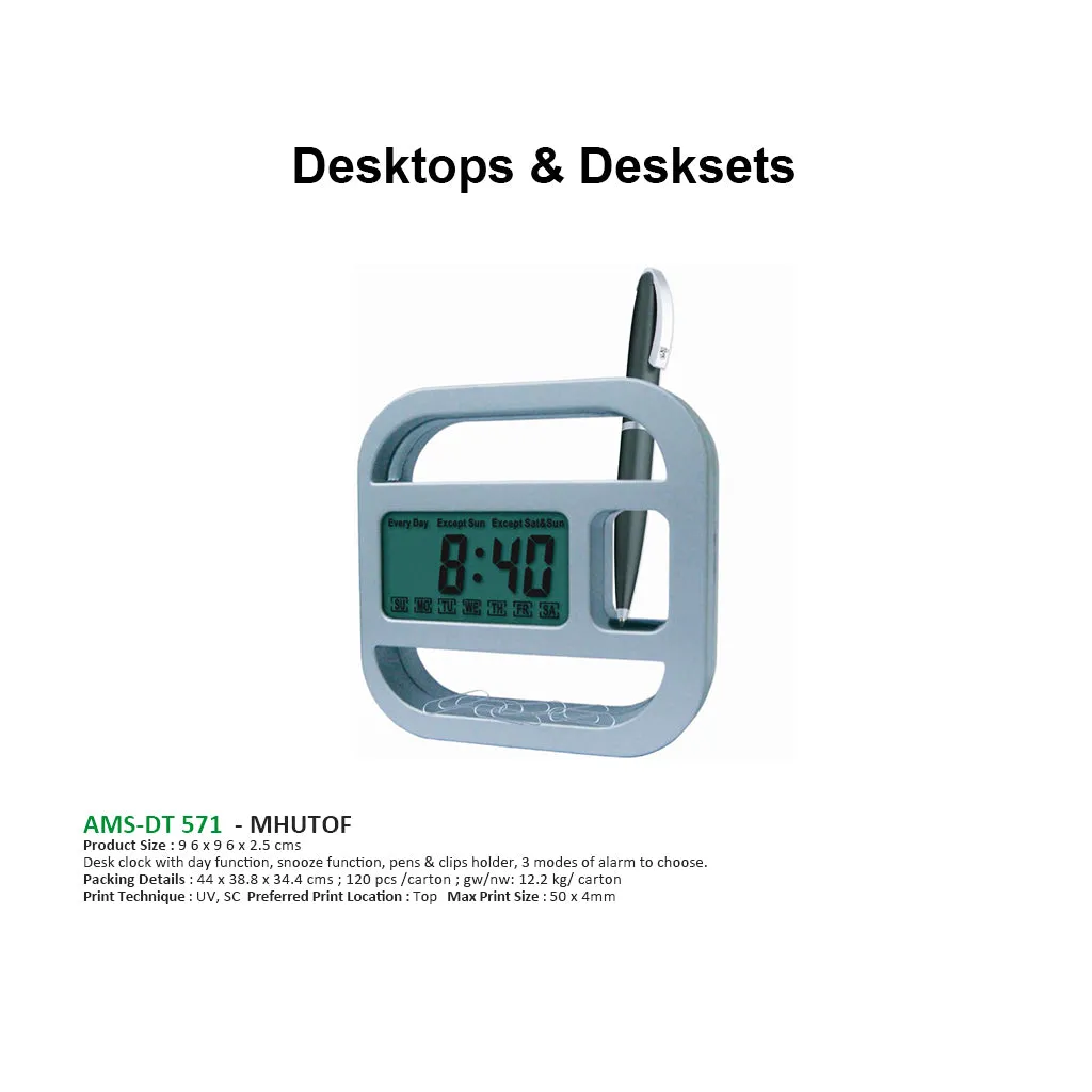 AMS- DT 571 MHUTOF Desk Clock with Day Function