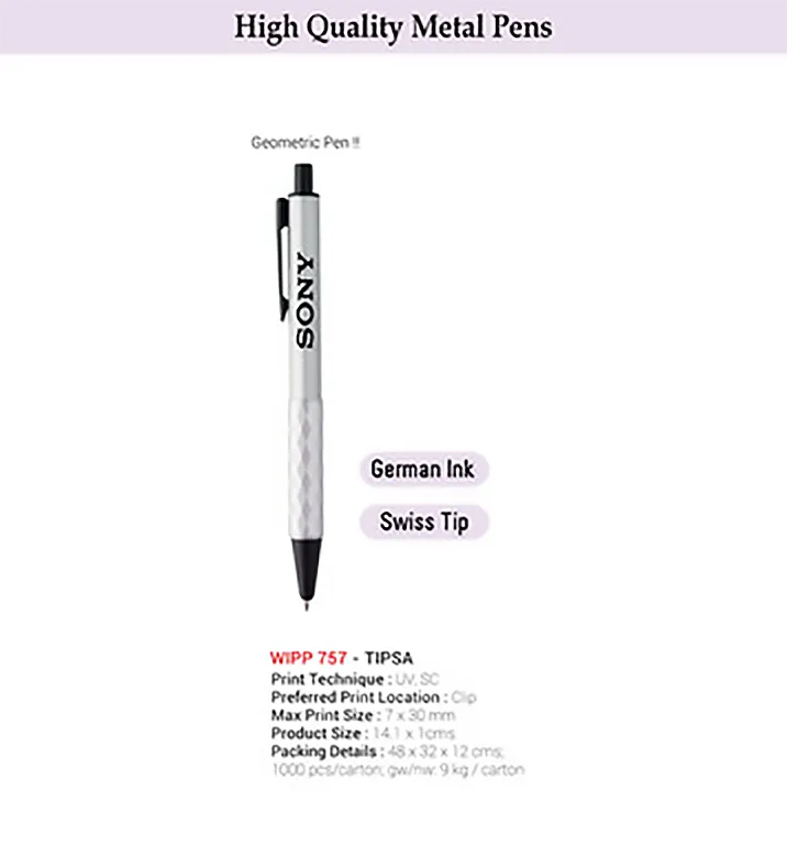 AMS-WIPP 757 - TIPSA - Push Action Aluminium Ballpen - Silver