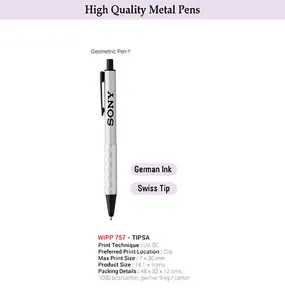 AMS-WIPP 757 - TIPSA - Push Action Aluminium Ballpen - Silver