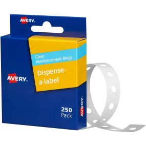 Avery 934242 Reinforcement Rings Vinyl Clear Pack 250