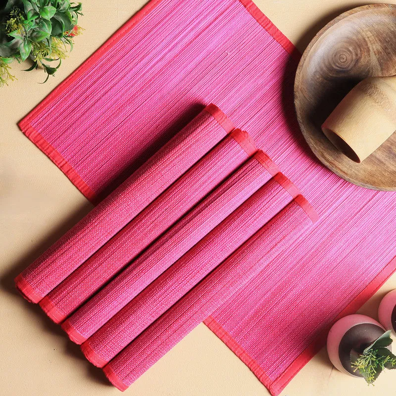 Bamboo Placemat | Table Mats | Pink | 33 x 50 cm | Set of 6