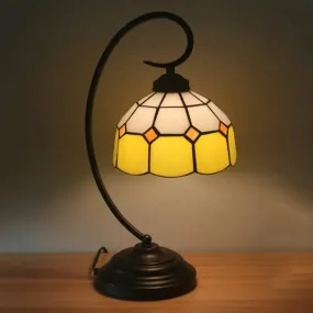 Baroque Orange/Blue/Yellow Cut Glass Task Table Lamp with Swirl Arm