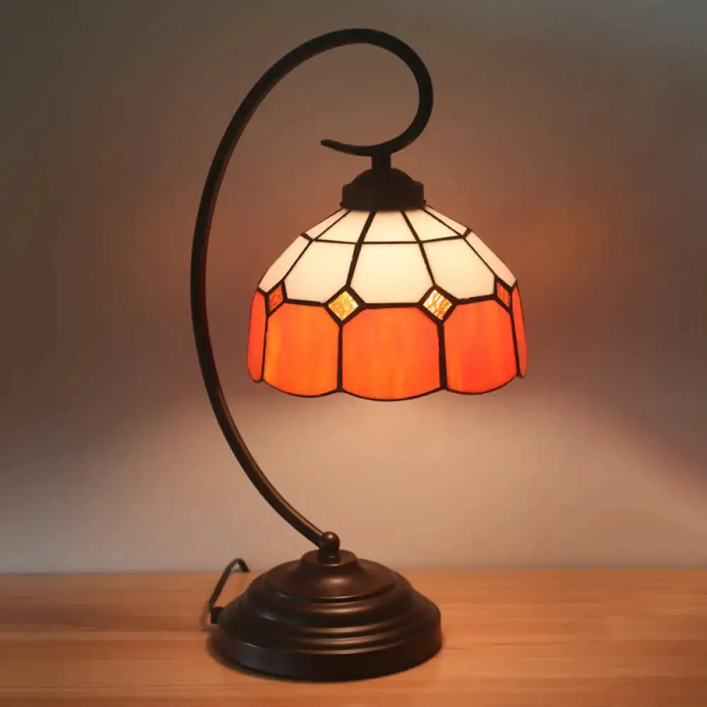 Baroque Orange/Blue/Yellow Cut Glass Task Table Lamp with Swirl Arm