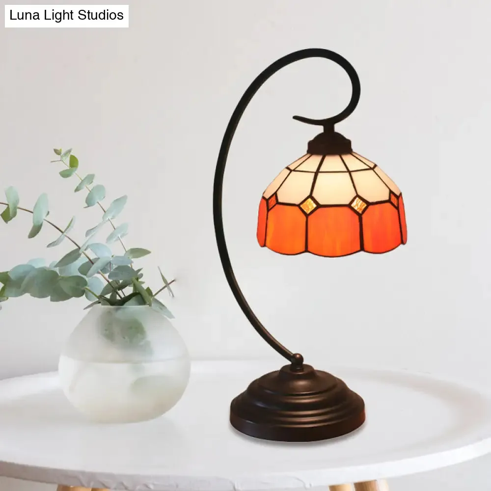Baroque Orange/Blue/Yellow Cut Glass Task Table Lamp with Swirl Arm