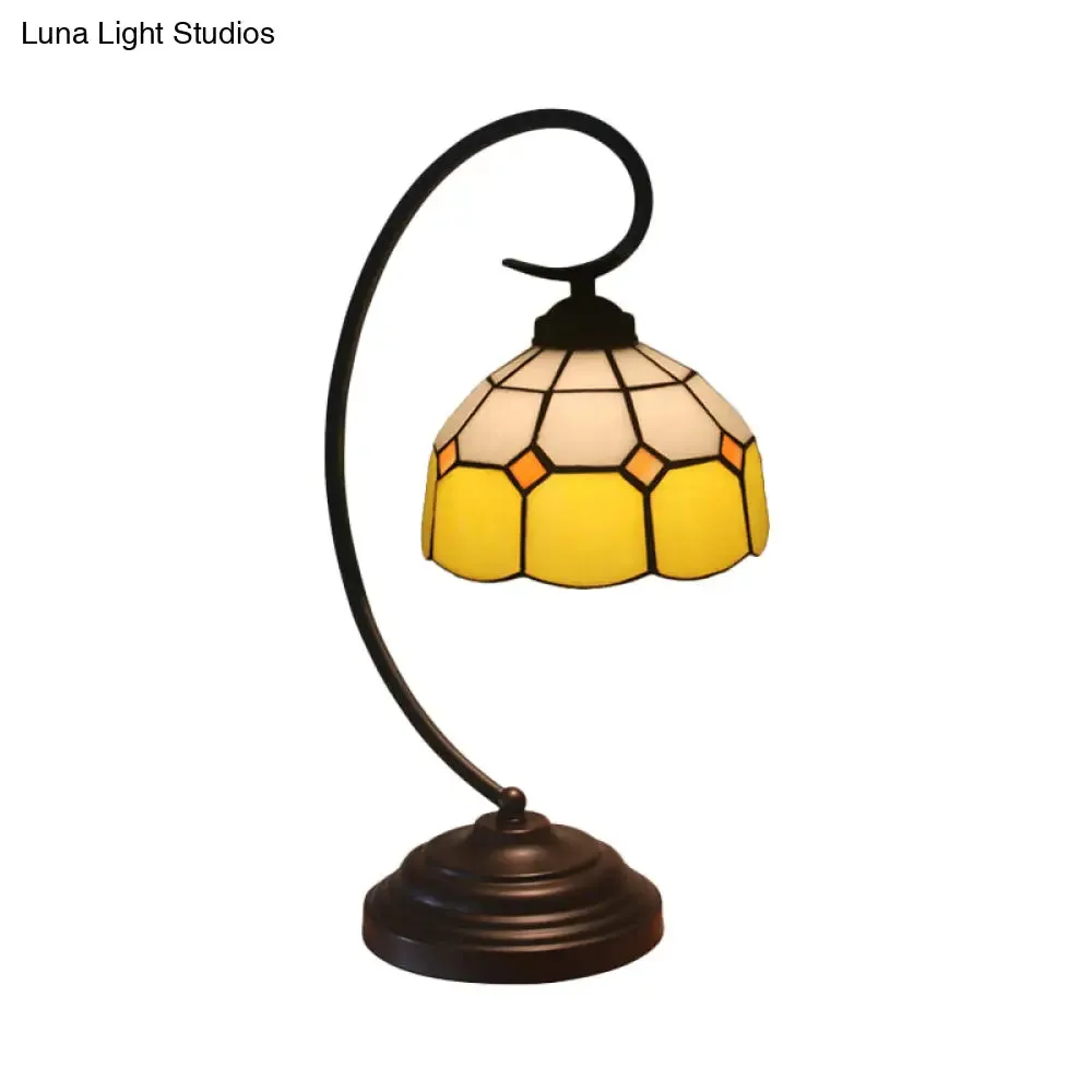Baroque Orange/Blue/Yellow Cut Glass Task Table Lamp with Swirl Arm